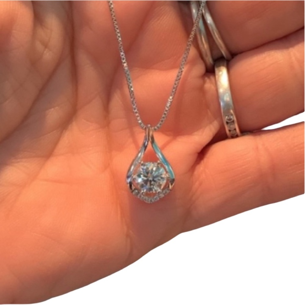 Moissanite Tear Drop Necklace Over 1 cttw